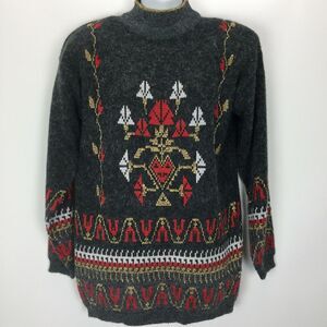 Vintage Sweater Jumper Size Medium Fuzzy Pullover Shoulder Pads 90s Bramble Lane